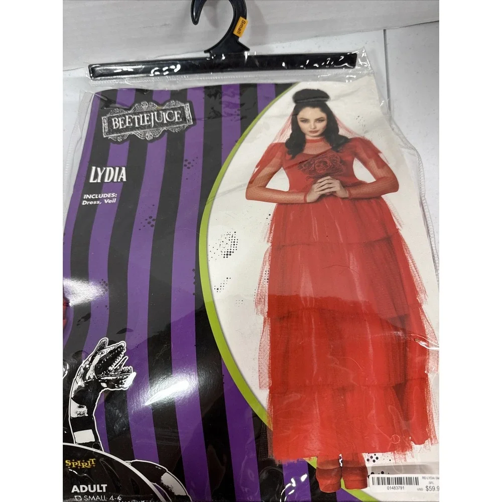 Spirit  Beetlejuice, Lydia Bride Costume, Women, Red Small 4-6 Dress Veil
